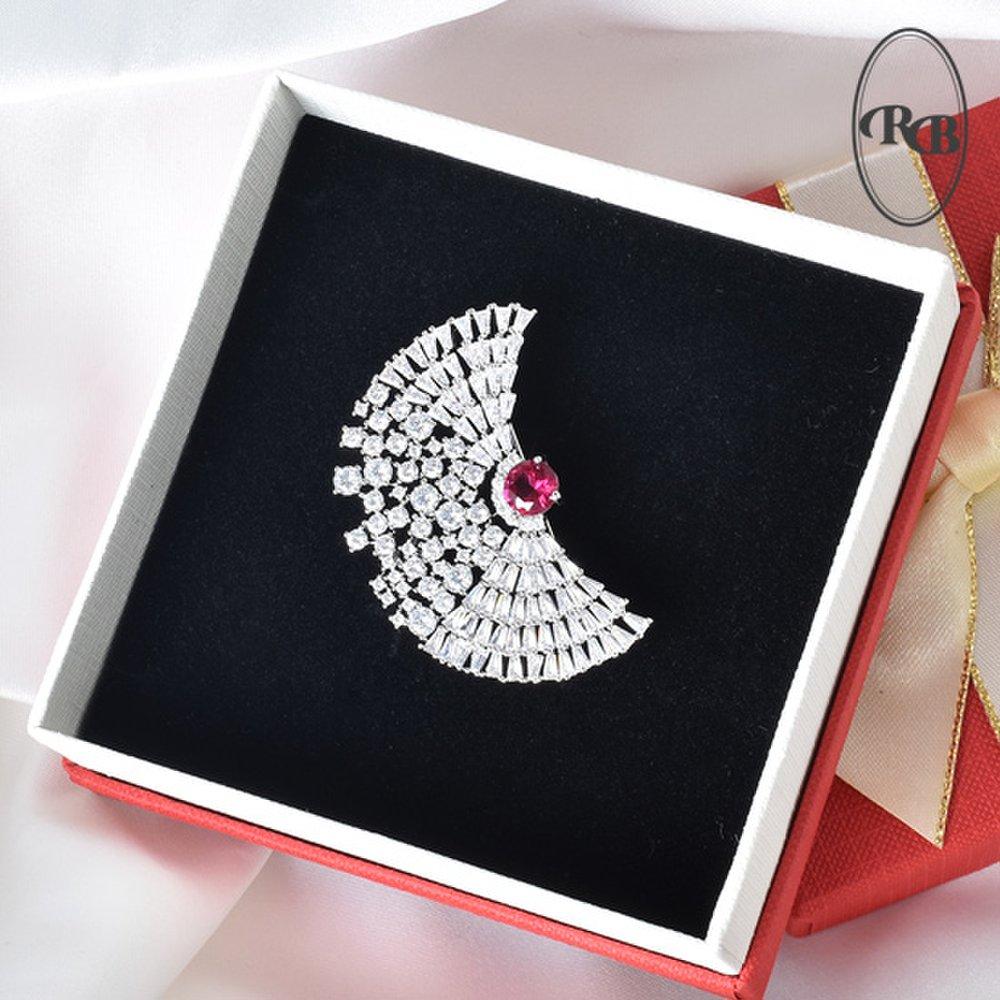 [] Tears of the Sun Ruby Cubic Brooch Parents' Day Gift