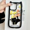 Brand New iPhone16 1514promax Transparent Cat Ear Phone Case Compatible and Suitable for 13/12/11 Cute Black Cat