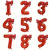 2pcs Large 32inch Red Number Digital 0-9 Balloon With Red Bowknot Foil Balloons for Birthday Party and Anniversary Decoration