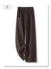 2024 Women's Khaki Wool-Blend Slit Wide-Leg Pants for Autumn/Winter
