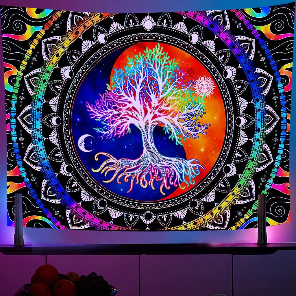 Psychedelic Dreamcatcher Moon Feather Tapestry Hippie Large Bohemian Mandala Tapestries Wall Cloth Carpet Ceiling Room Decor