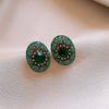 Vintage Light Luxury Black Crystal Oval Stud Earrings for Women Fashion Simple Geometric Metal Elegent Jewelry Gifts