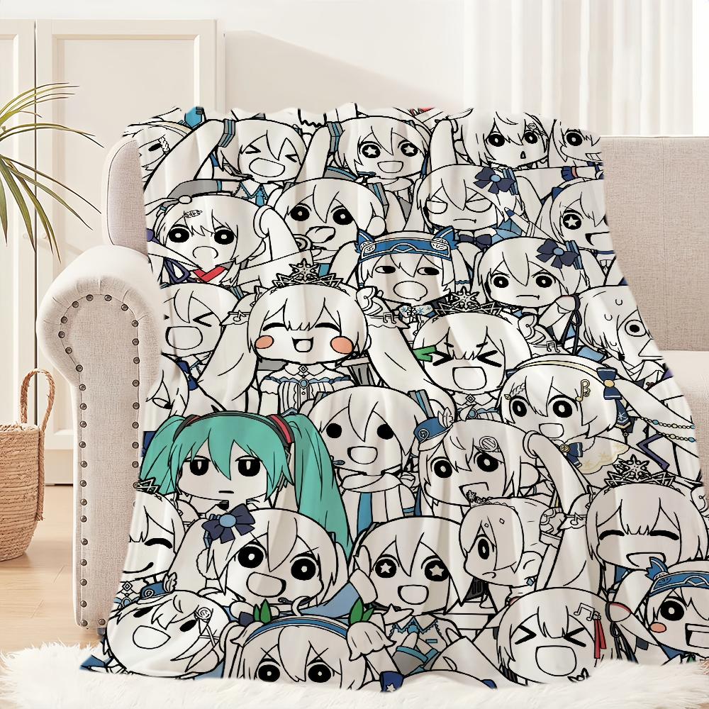 Süße H-Hatsune M-Miku Anime-Mädchen kawaii Decke Plüsch Nickerchen Sofa Teppich für Wohnzimmer Büro Schlafzimmer Geburtstag Zuhause Reise Kinder Geschenke