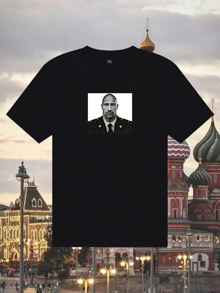Черная футболка с принтом Дуэйна Джонсона 3XL