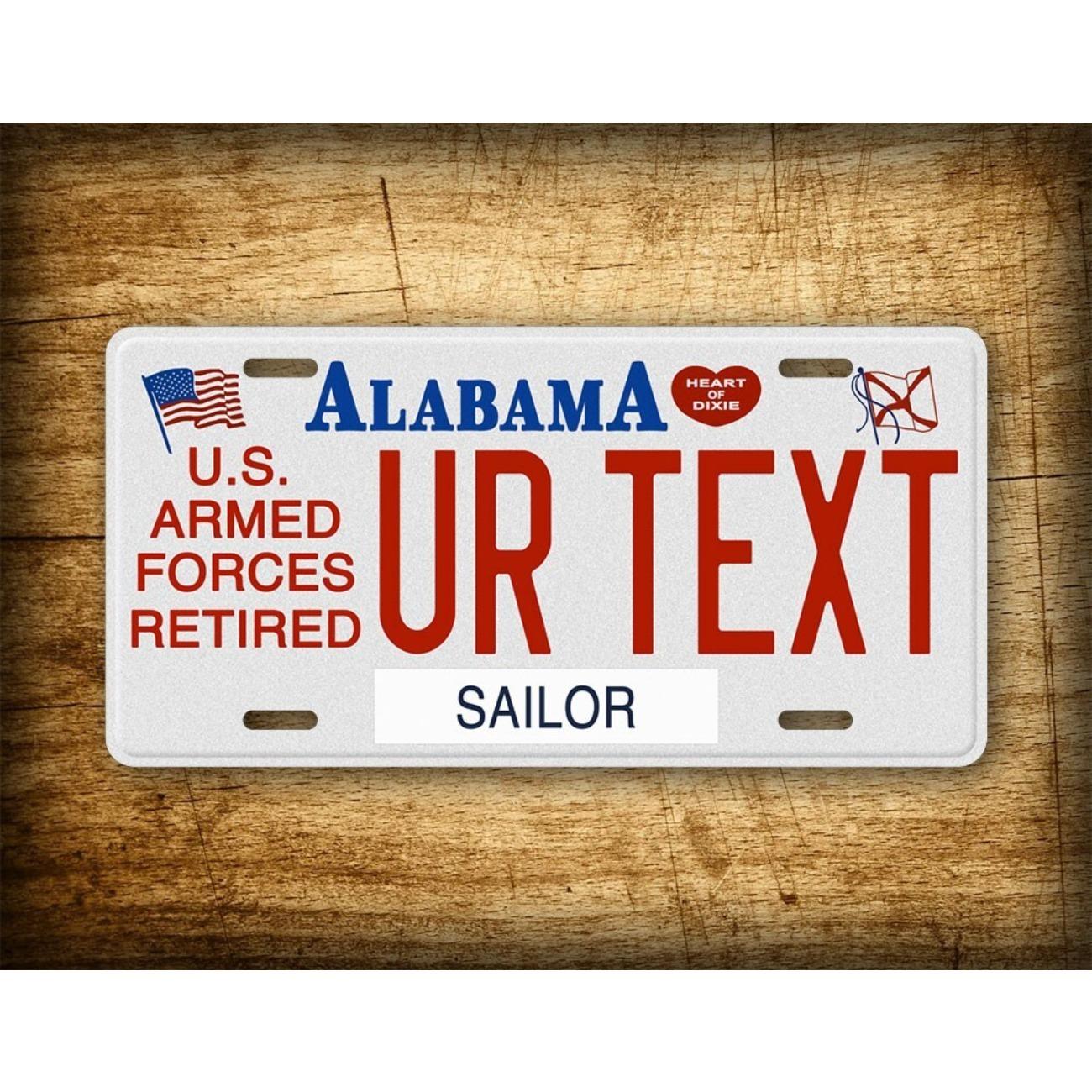 

Personalized Alabama U.S. Armed Forces Retired Themed Decorative Tag Ideal for Home Decor (Only Decoration)