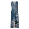 Women's Summer Fashion  Print V-Neck Sleeveless Waist Tie Dress