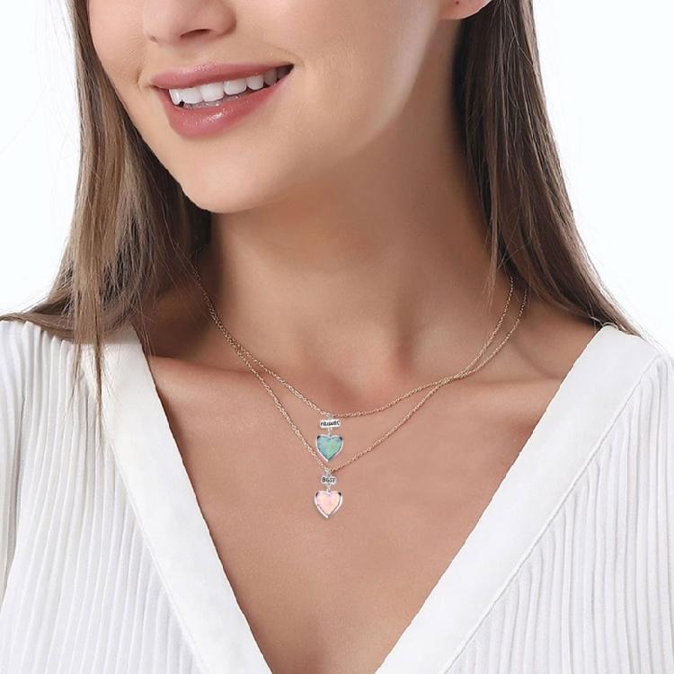 2x/Set Heart-shaped Pendant Necklace Best Friends Necklaces Photo Box Necklaces