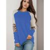 Cross-Border Fashion Autumn New round Neck Stripes Leopard Print Print Contrast Color Raglan Sleeve Long Sleeves T-shirt Women's Fashion All-Matching