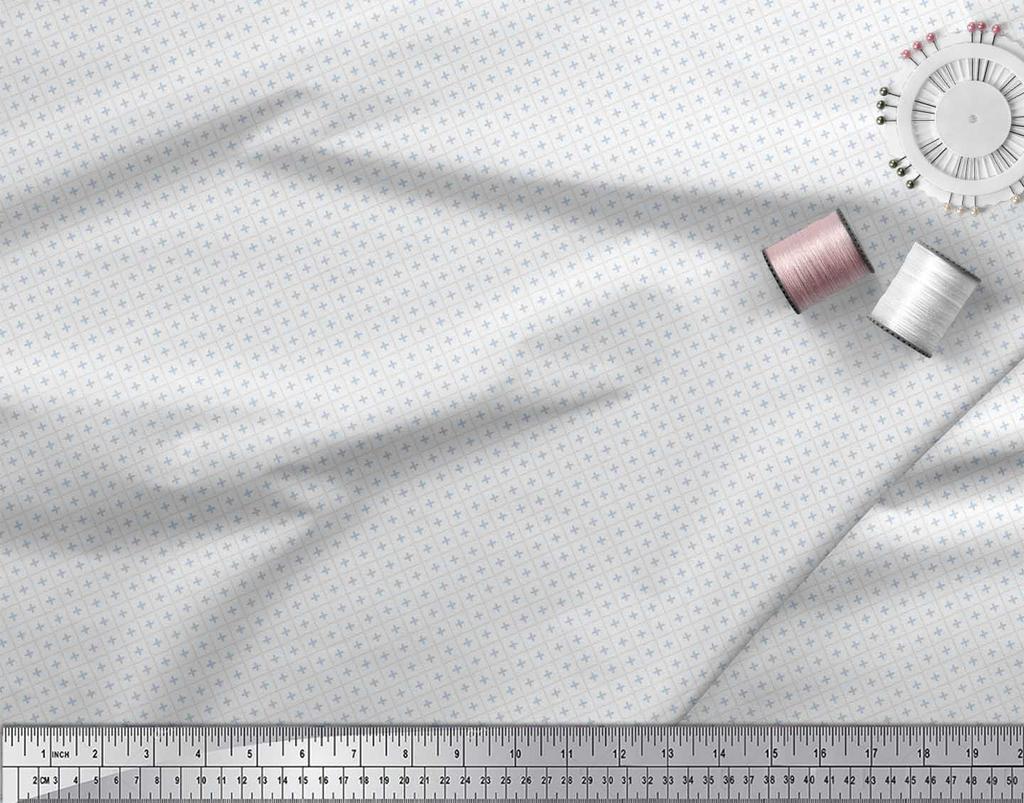 Soimoi Japan Crepe Satin Fabric Check Shirting Print Fabric by Metre 42 Inch