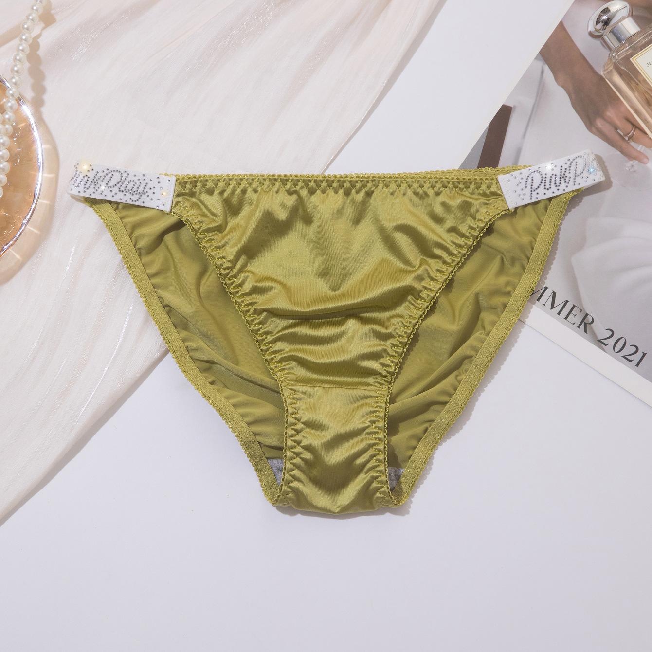 

Роскошные трусики-треугольники из шелка с гладкой текстурой и украшением в виде бриллианта, женские трусики L