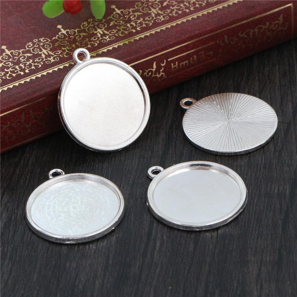 10pcs 20mm Inner Size Classic 5 Colors Plated One Sided Single Hanging Simple Style Cabochon Base Setting Charms Pendant