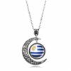 World Cup National Flags Football Time Crescent Fans Retro Hollow Moon Pendant Necklace