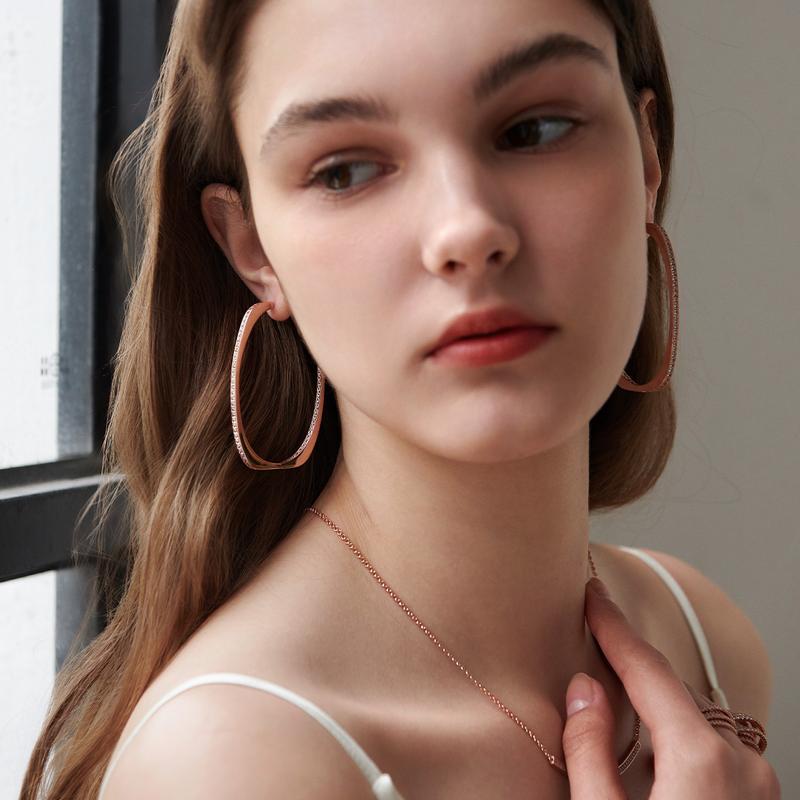 APM Monaco Necklace Necklace + Rose Gold Sparkling Zirconium Earrings (10% Off for Two Pieces) F (one Size Fits All) Endless Love