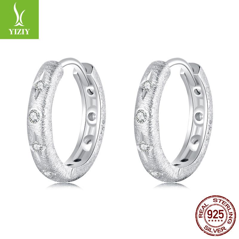 S925 Sterling Silver Earrings Women'S, Personalized High-End Zircon Ring Earrings Jewelry