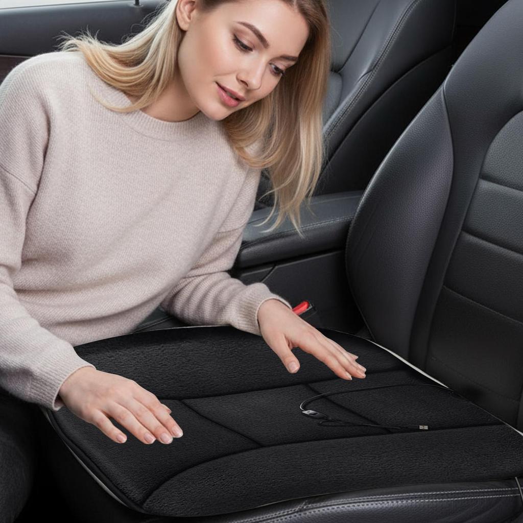 Heated Seat Covers for Cars 12V Electric USB Rechargeable Auto Accessory Heated Seat Pad for Winter Vehicle SUV Trucks Van
