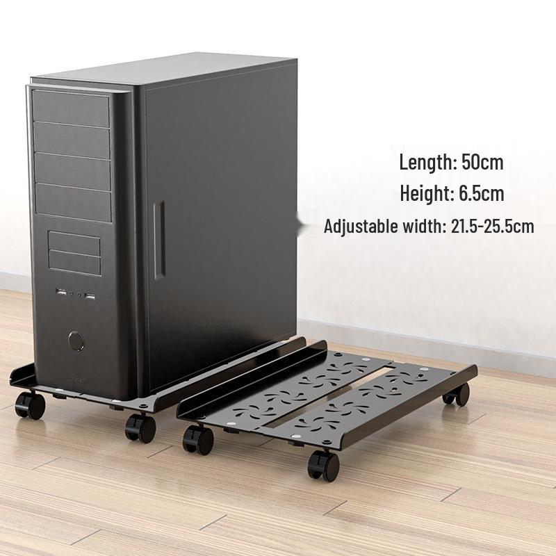Movable Computer Host Desktop Case with Wheels and Retractable Thickened Base