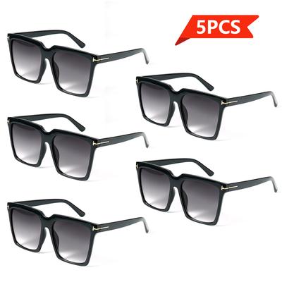 5pcs Oversized Square Sunglasses for Women Men Fashion Big Frame Shades Outdoor Sports Driving Sunnies