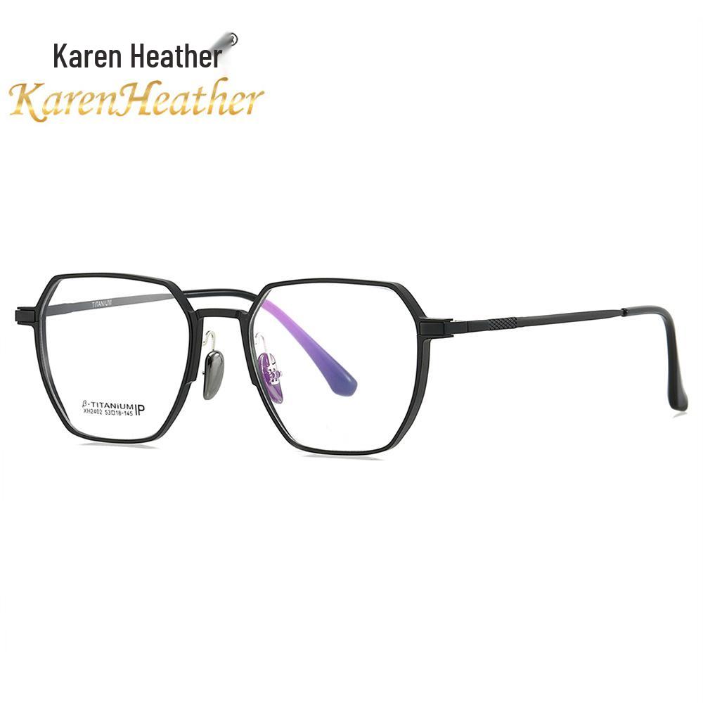 Titanium Anti-Blue Light Glasses, Fashionable Academic Style, Metal Frames, Flat Lenses, Myopia Compatible - Model 2402.