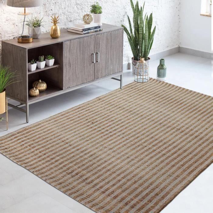 Tapis jute 160x230 VERTYJUTE Beige tapis kilim fait main