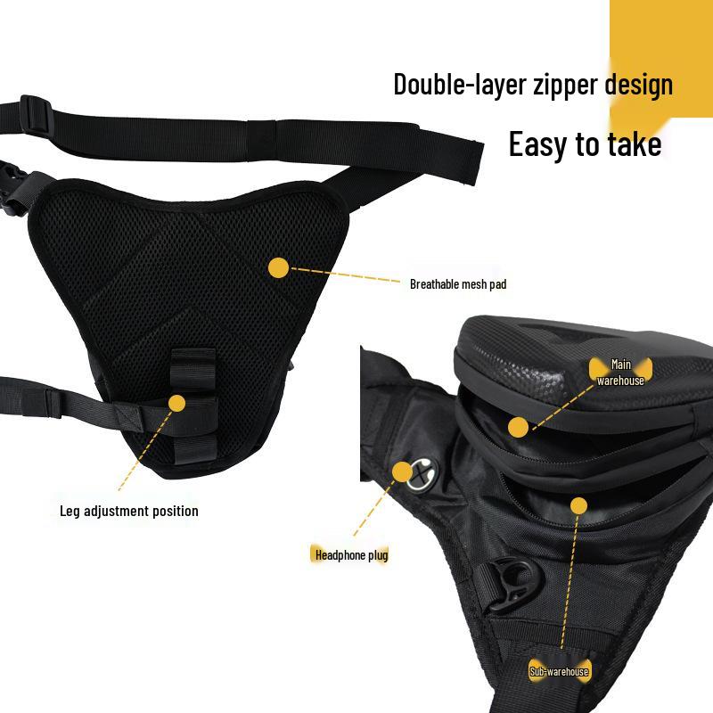 Waterproof Motorcycle Tactical Leg and Waist Bag - Hard Shell Messenger and Riding Backpack for Men
