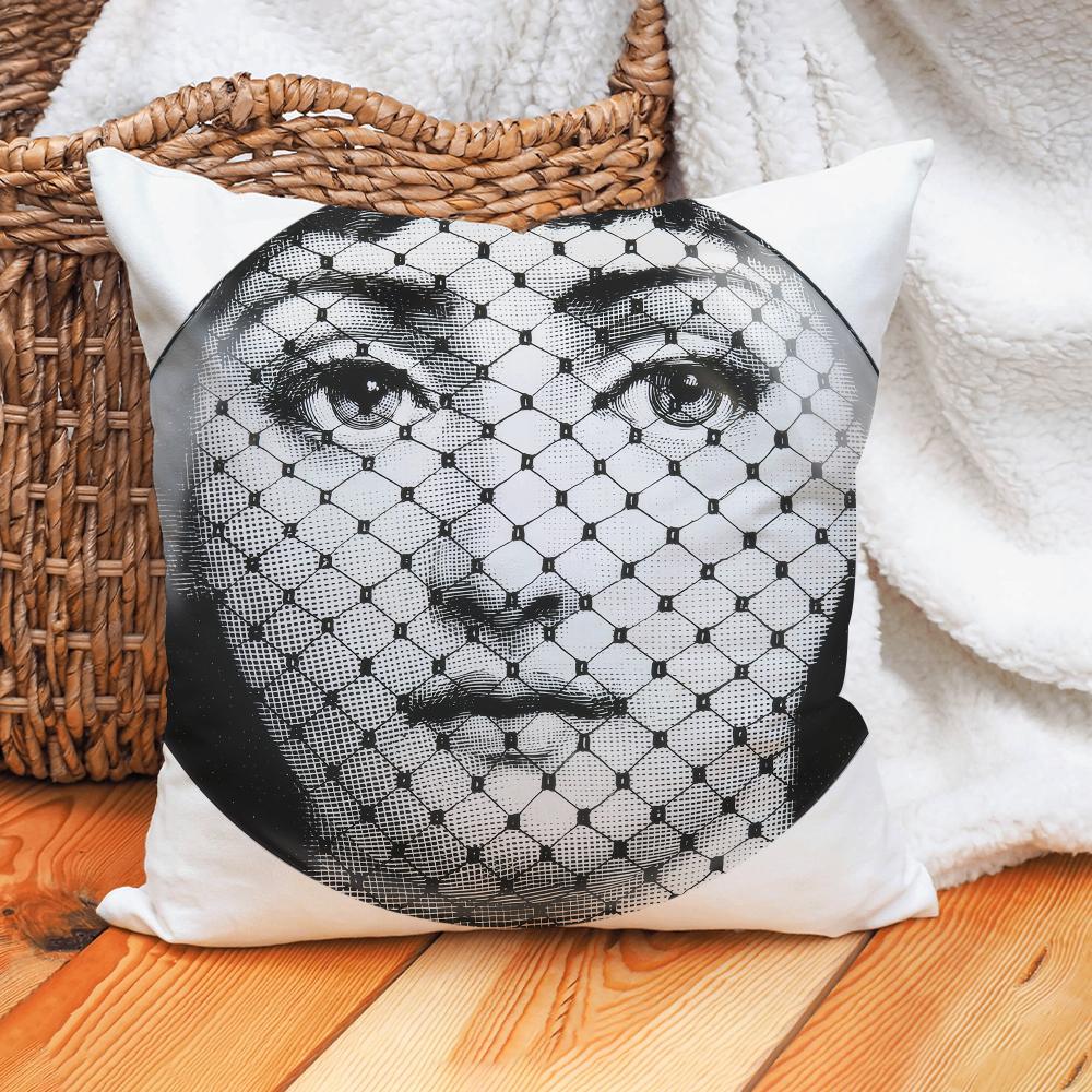 Polyester Girl Face Cushion Cover Beauty Pillow Case Home Cushion Cover Suitable For Office Sofa Car Suitable For All Seasons