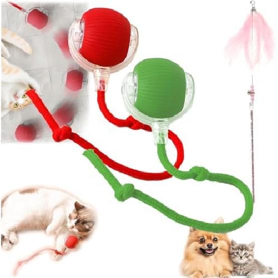 New Interactive Cat Toy,Ulvra Ball Toys for Cat (Red+Blue)