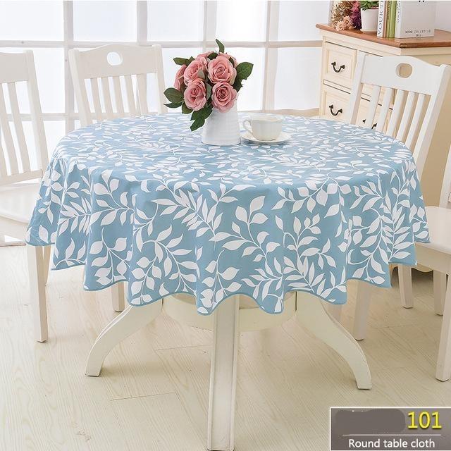 Flower Round Table Cloth Waterproof Pastoral Pvc Plastic Kitchen Tablecloth Oilproof Decorative Elegant Fabric Table Cover