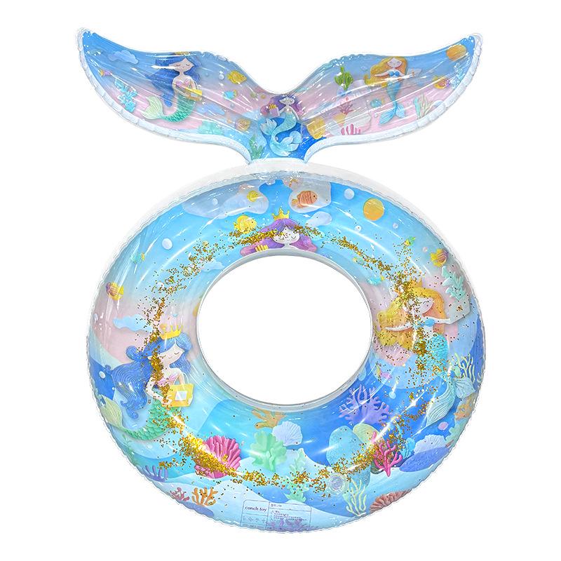 Starry Sky Sequin Mermaid Swim Ring: Thickened Inflatable Children's Float