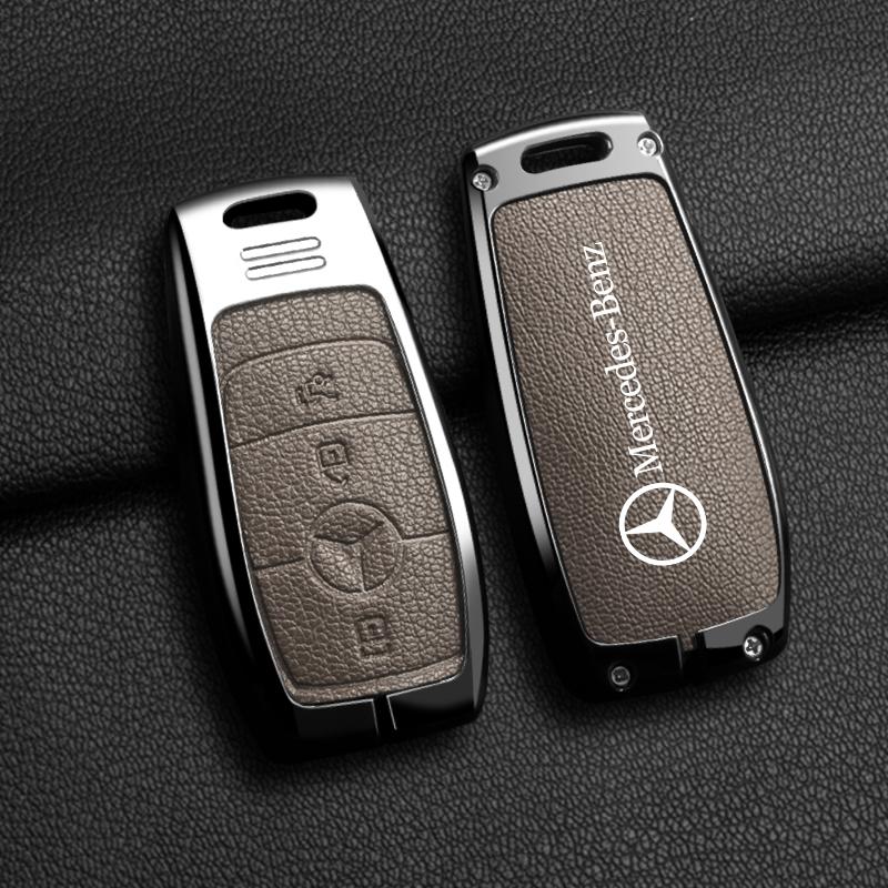 CRX1 Metal Leather Car Key Case Cover Protection Shell For Mercedes Benz C E S GLC W205 W213 X253 W222 W166 W176 W246 Keyring Pendant