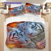 White Tiger Pattern Bedding Quilt Set Quilt Cover Pillowcase Home Decoration Birthday Gift (1 * Duvet Cover + 2 * Pillowcase, Without Core)