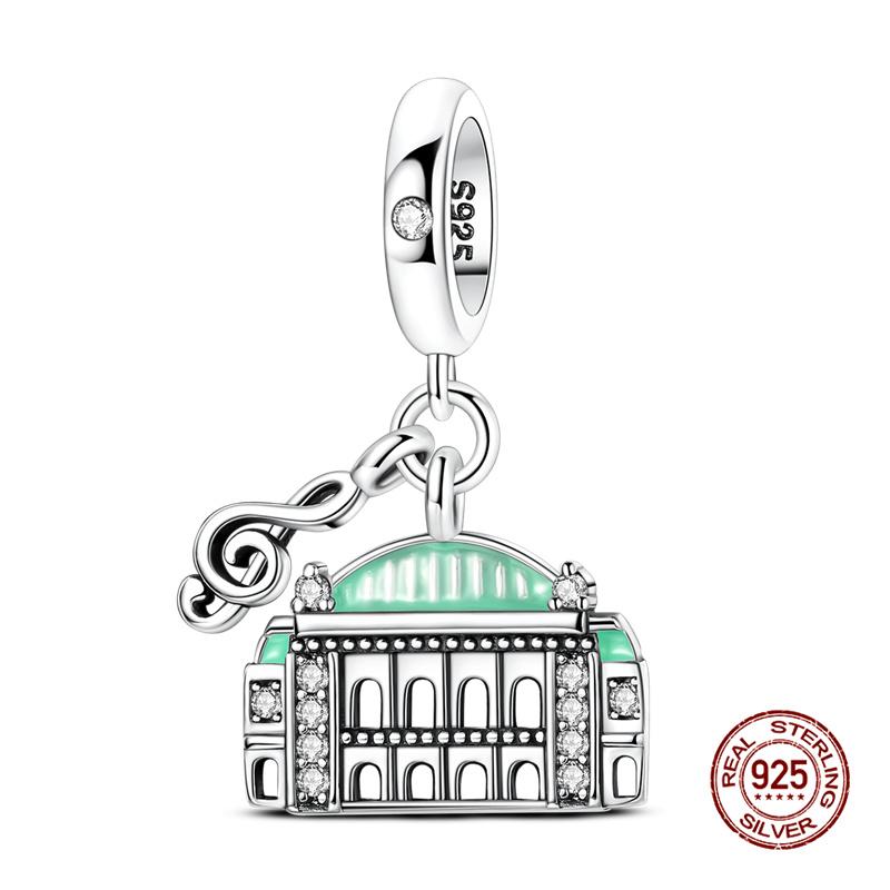 Original Charm Copper Landmark Building Series Charm Bead Fit 3Mm Original Bracelet For Women Diy Fine Jewelry Gift