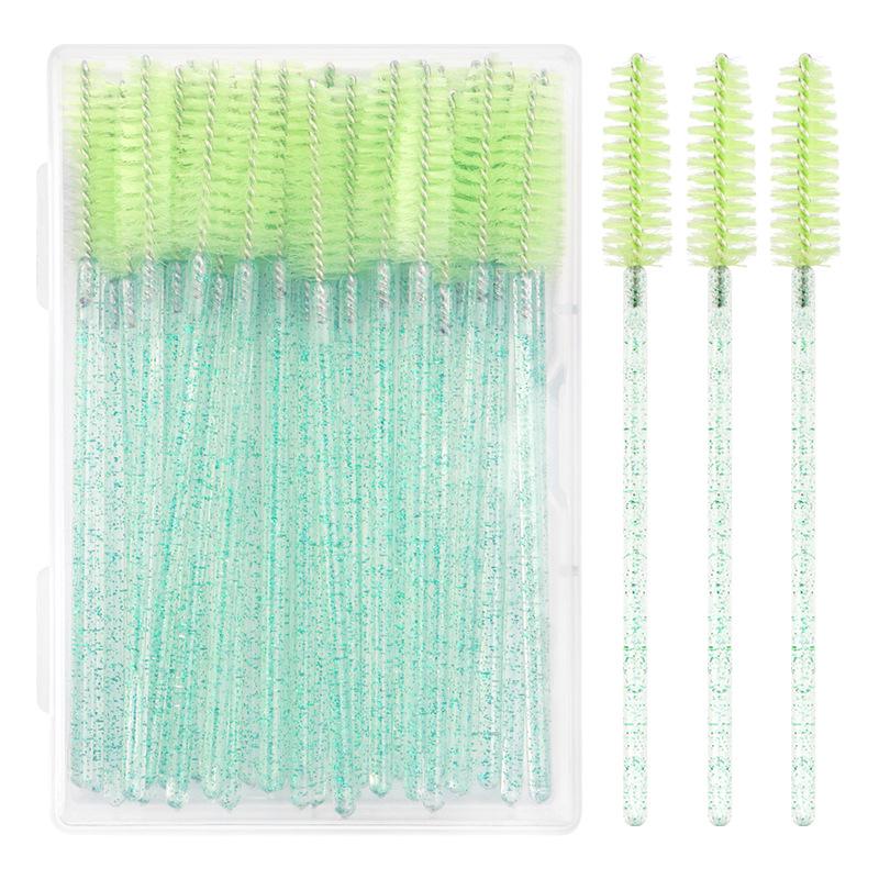 50-Pack Disposable Crystal Handle Eyelash Brushes