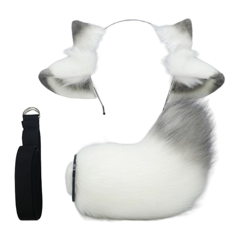 Sheep Ear Headband and Sheep Tail Set Halloween Sheep Costume Accessories for Kid Adult Halloween Christmas Cosplay серый