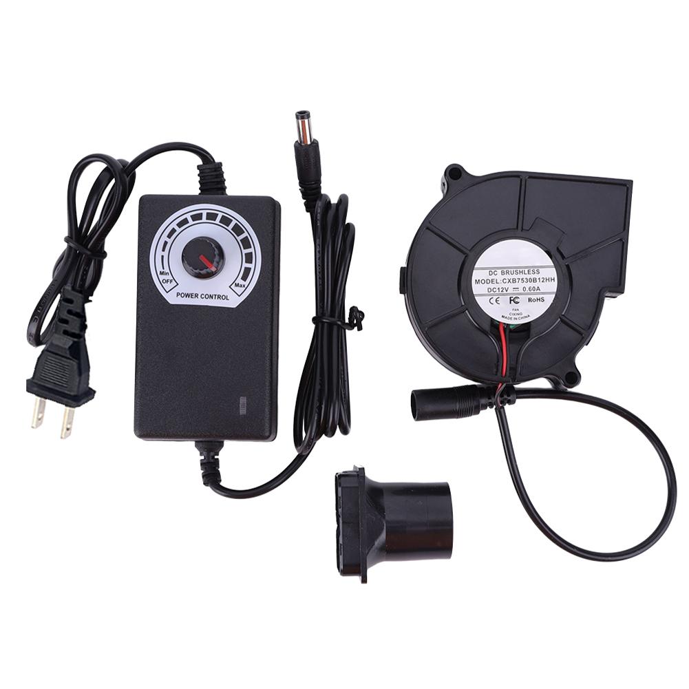 3800RPM Air Blower US/EU Plug DC 12V Barbecue Fan with Variable Speed Controller Blower Fan for Picnic Grill Wood Stove Cooking