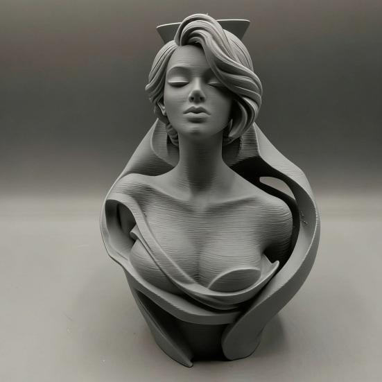 3D Printed Human Bust Vase Artistic Sculpture Planter for Succulents Matte PLA Desktop