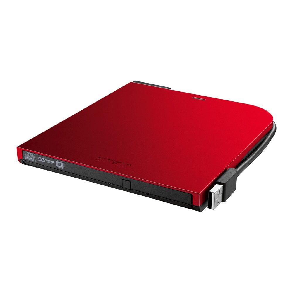 

BUFFALO Surface Compatible Portable DVD Burner with Burning Software, Cable Storage, Ultra Slim Type, Red, DVSM-PT58U2V-RDC