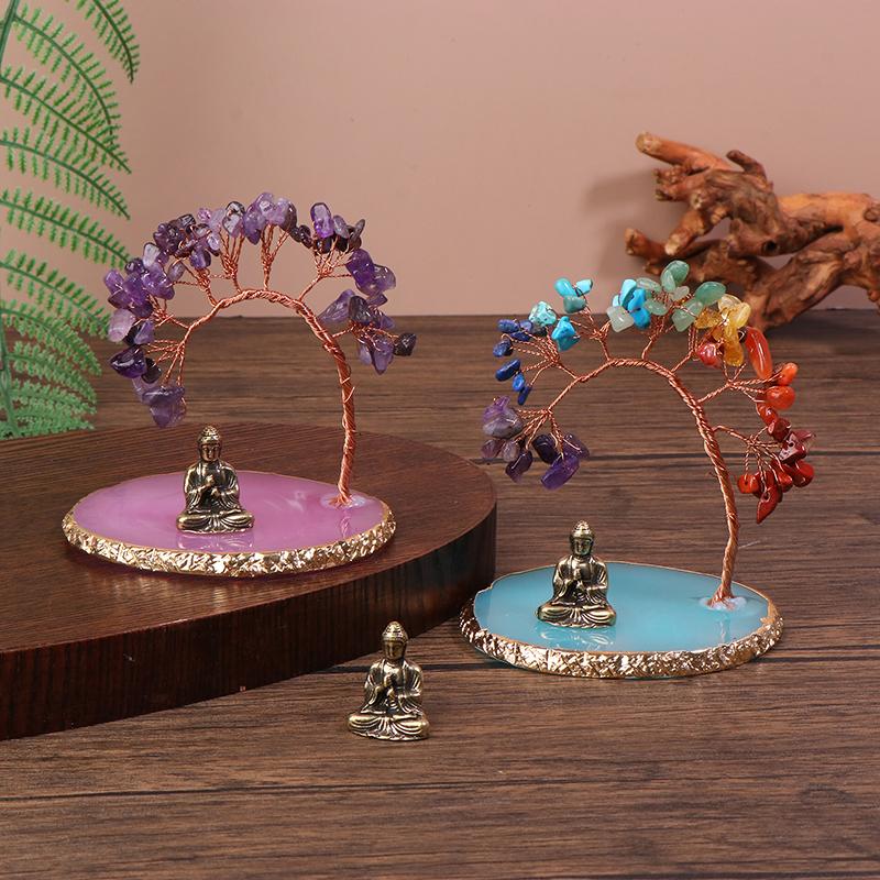 Şifa Ağacı Seti ile Buda Heykeli Ev Süsleri Yoga Meditasyon Dekorasyonu