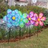 Lawn Decoration Spinner Two Layer Pinwheels with Stakes Eye Catching for Garden