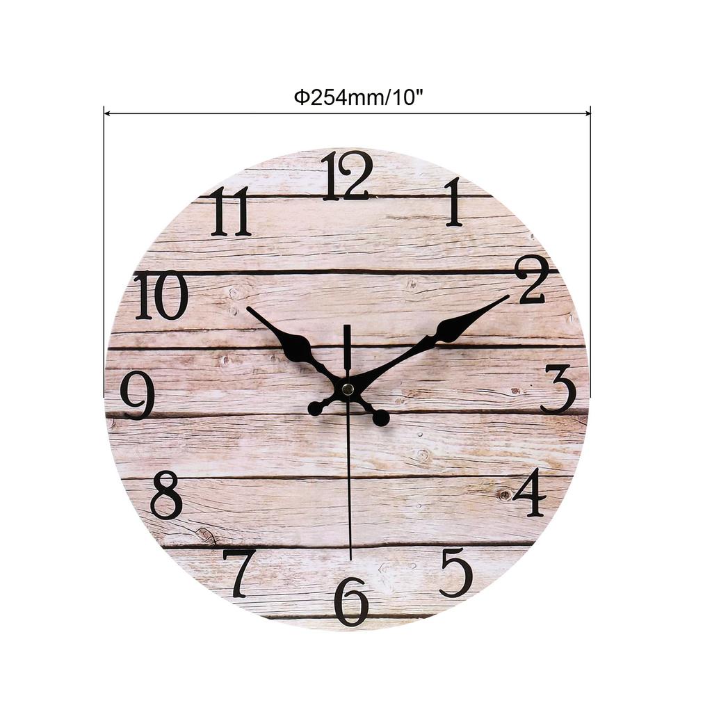 10 Inch Wooden Wall Clock Quartz Silent Non-Ticking Round Wall Clocks Retro Decoration For Home Living Room Bedroom Bathroom