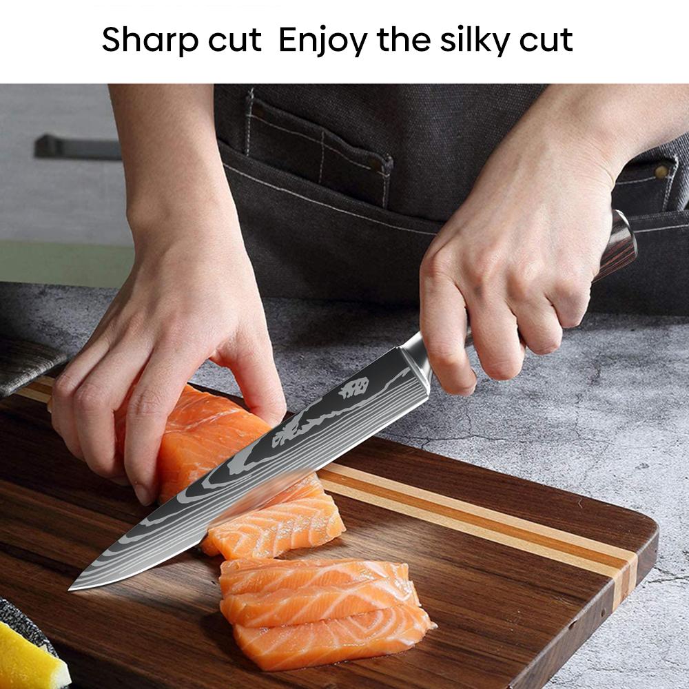 Japanese Kitchen Knives German Stainless Steel 8 Inch Slicing Knife Sharp Razor Carving Knife Sushi Knife for Birthday Gift