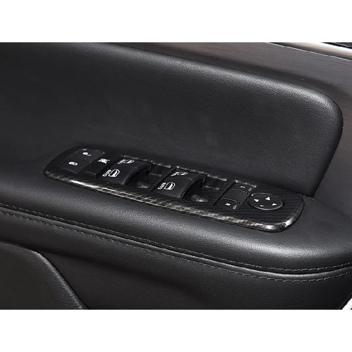 LHD! For Dodge Durango 2011-  Car Accessories ABS Plastic Carbon Car Door Window Lift Switch Cover Trim 4pcs