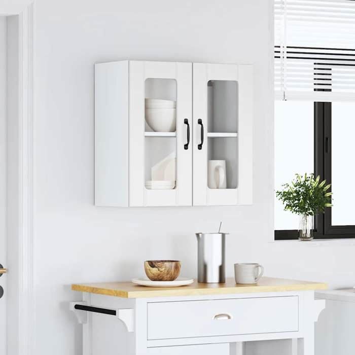 VidaXL Kitchen Wall Cabinet with Glass Door Lucca White, Kitchen Wall Unit, Wall Cabinets with Doors, 853907