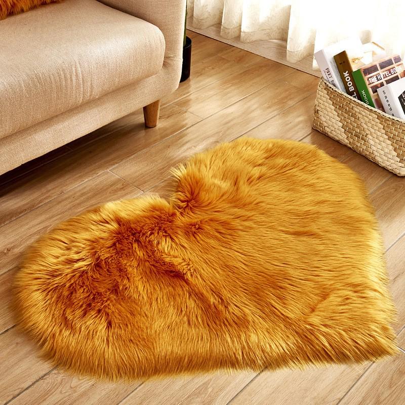 Tappeto a Forma di Cuore in Lana Sintetica - Lavabile in Lavatrice, Spesso e Carino per Soggiorno o Camera da Letto