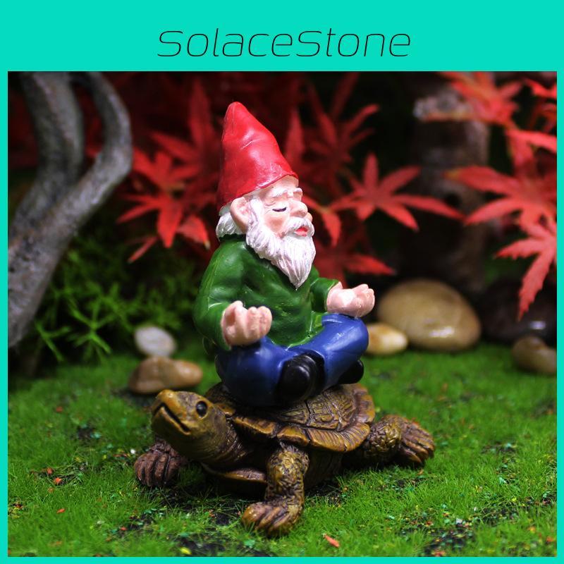Resin Fantasy Gnome And Turtle Miniature For Garden And Party Decor
