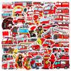 50-Piece Fire Truck Decorative Sticker Set for Notebooks, Skateboards, Water Bottles, and Luggage