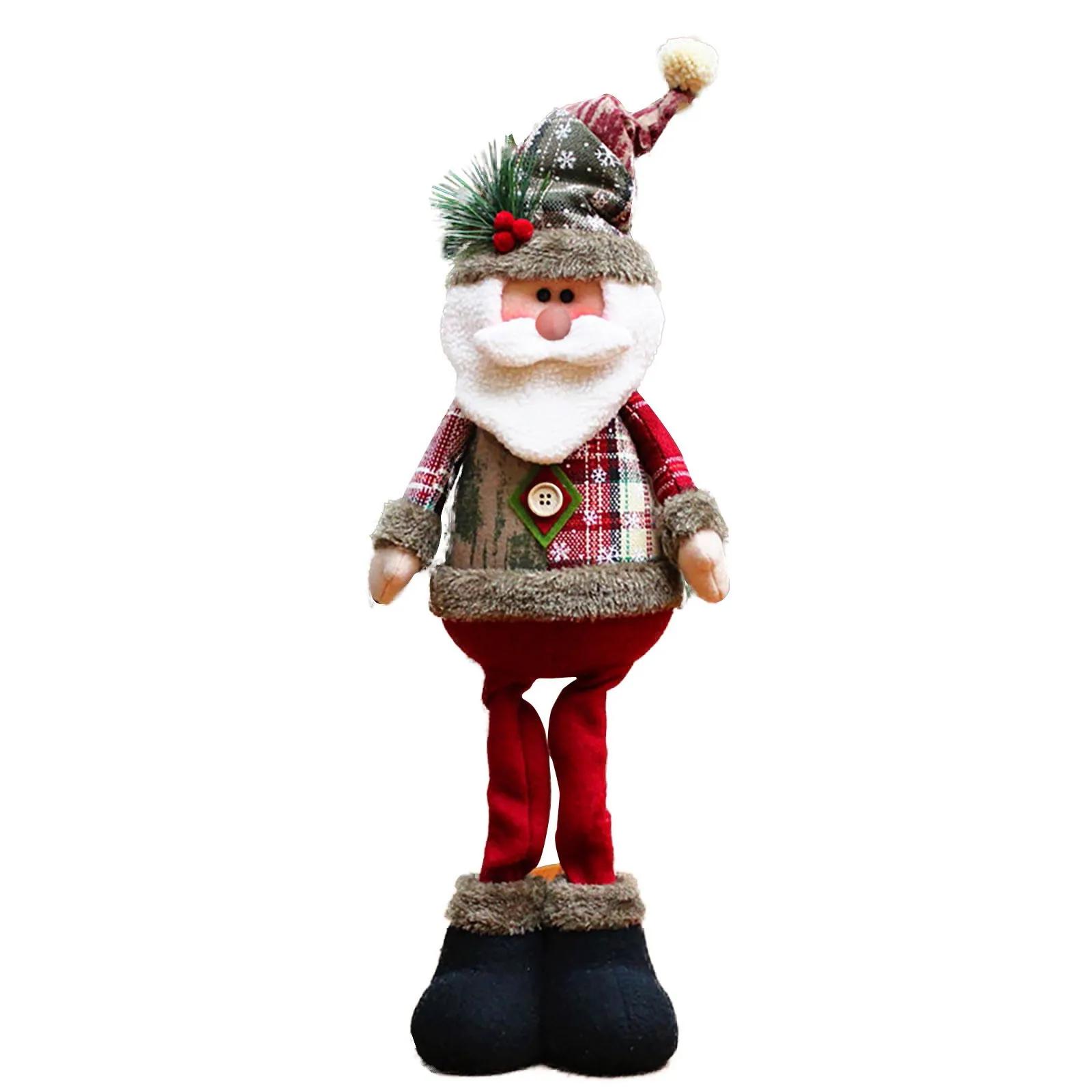 3PCS Christmas Decorative Dolls Set Reindeer Snowman Santa Claus Standing Ornaments Merry Christmas New Year Home Decor