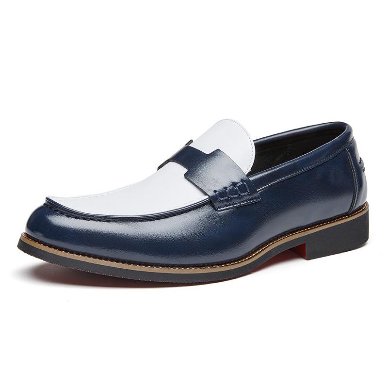 Men's Large Size Leather Slip-On Shoes - Pointed Toe, Thick Sole, Formal & Casual Driving Loafers Size 46
