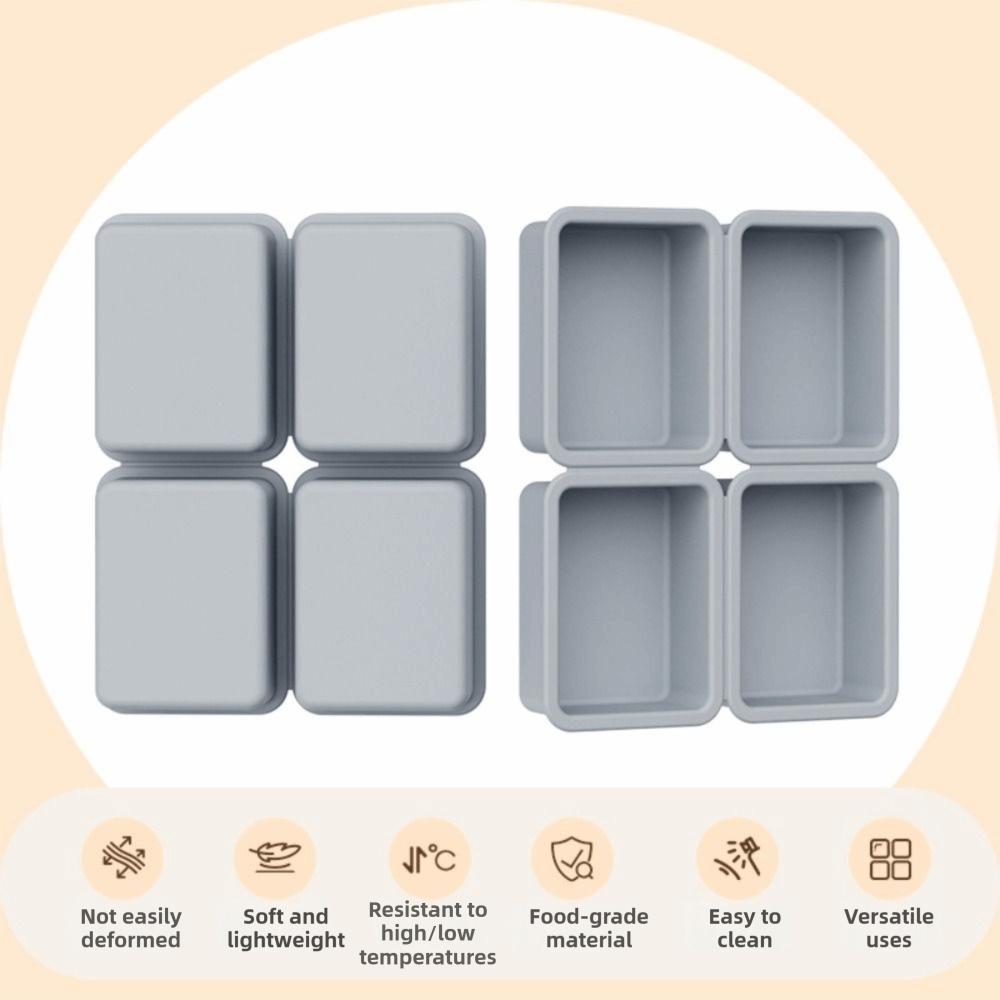 4 Cavity Rectangle Soap Mold Heat Resistant Food Grade Silicone Ice Cube Mold BPA Free Reusable DIY Dessert Mold Resin Art