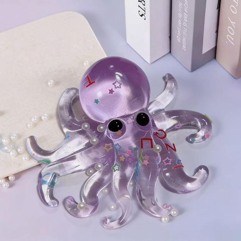 Transparent Octopus Squeeze Toy Soft Squeeze Stress Relief Fidget Toy Soft Mochi Toys Cute Ocean Animal Decor For Kids Gift