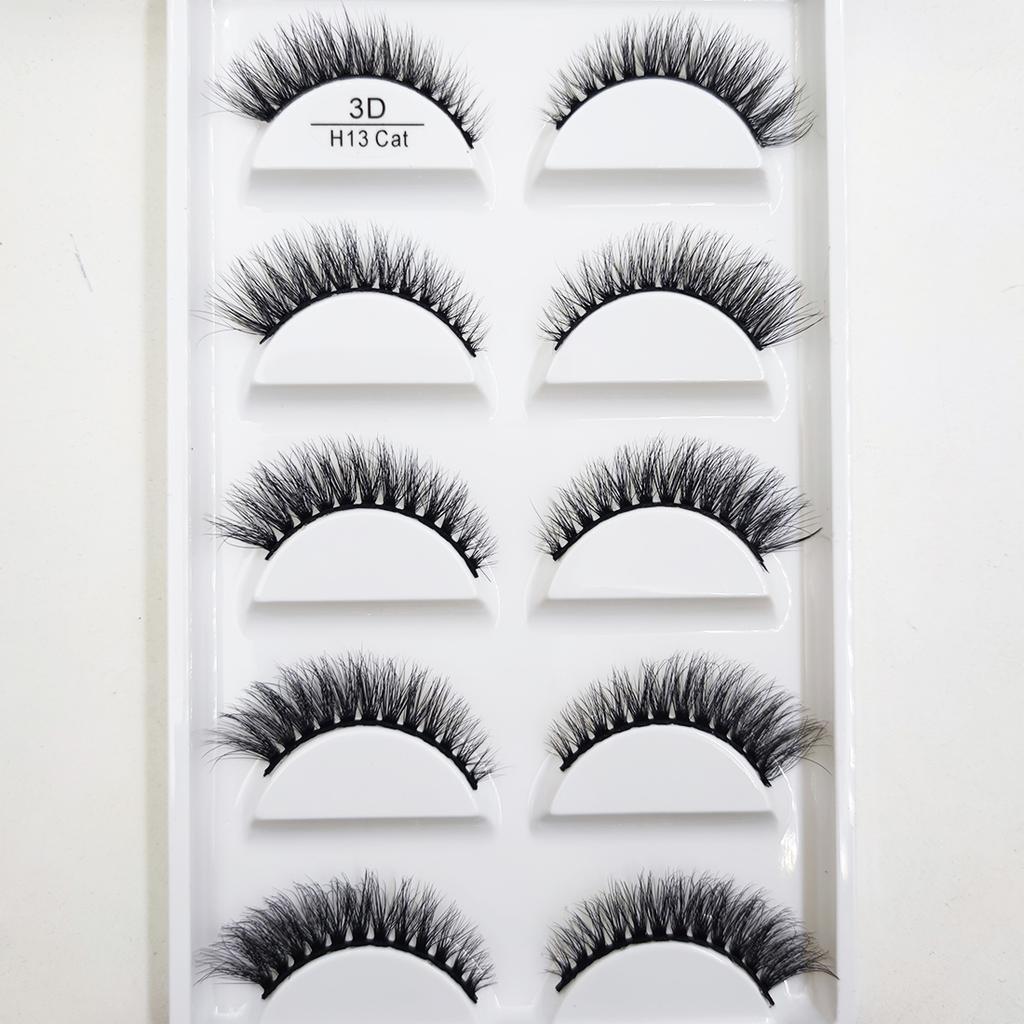 New 5 Pairs Natural 3D False Eyelashes Makeup Mink Eyelash Fake Eye Lashes Faux Cils Make Up Beauty Maquillaje Tools H13 Cat